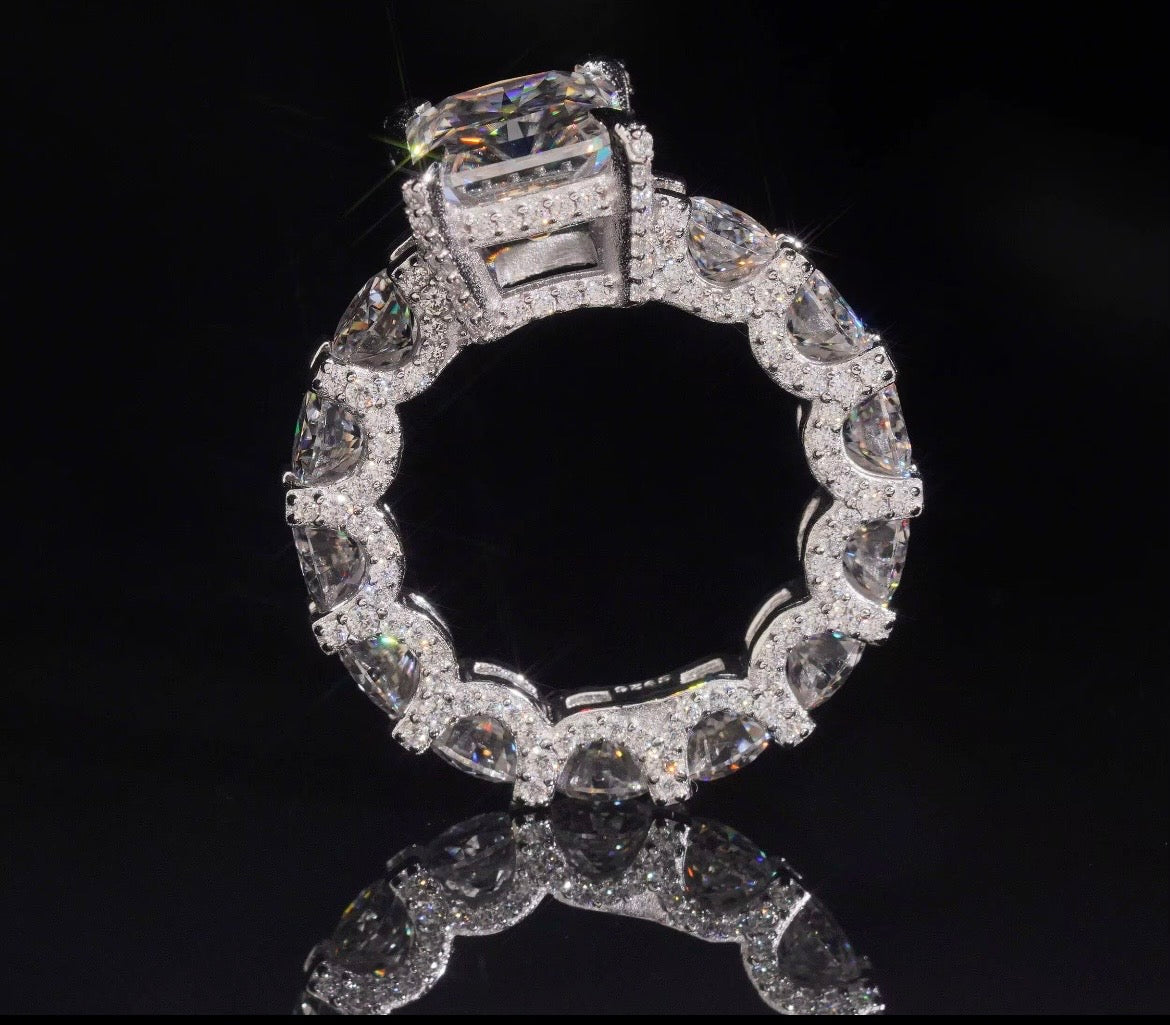 White Gold Plated Pass Diamond Test 5CT Radiant Cut
Moissanite Ring